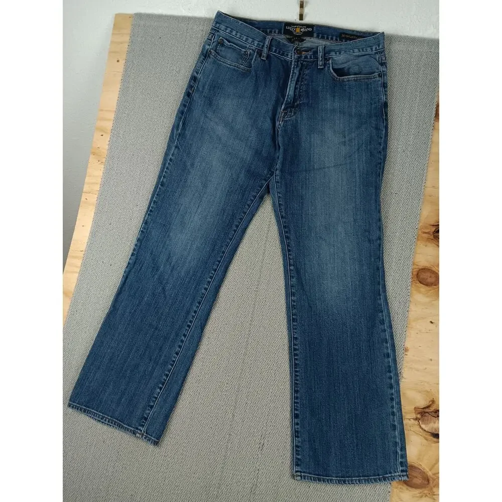 Lucky Brand 361 Vintage Straight Jeans Mens 33X31 Blue Whiskered Casual Street - Picture 4 of 14